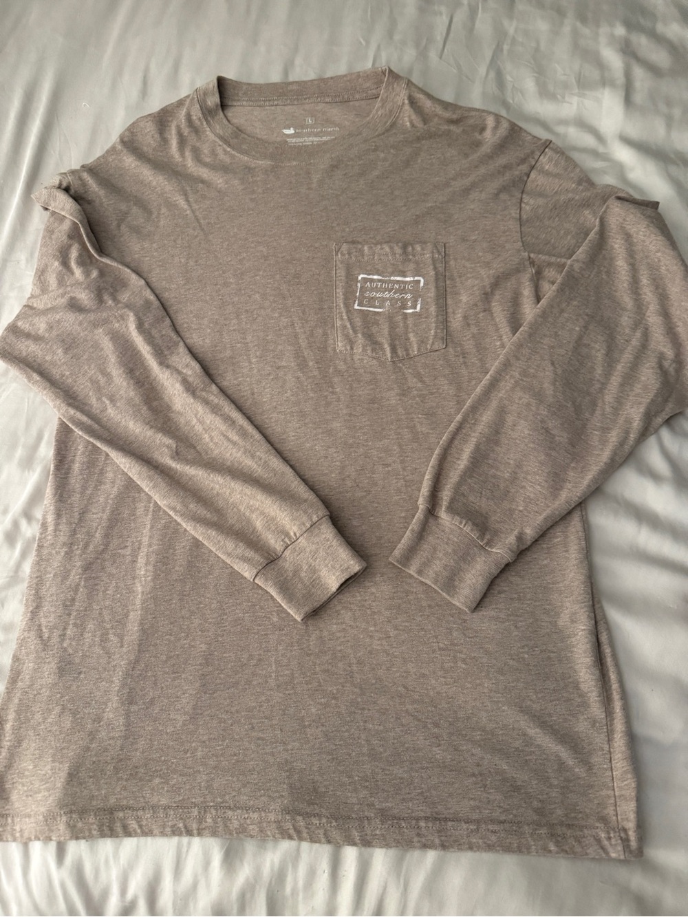 Southern Marsh Men's Long Sleeve Pocket Tee - Taupe Heather